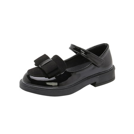 

Crocowalk Girl s Breathable Glossy Bow Dress Shoes Party Comfort Lightweight Low Top Loafers