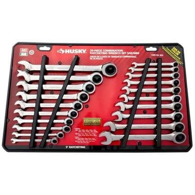 SAE/Metric Combination Ratcheting Wrench Set 20-Piece