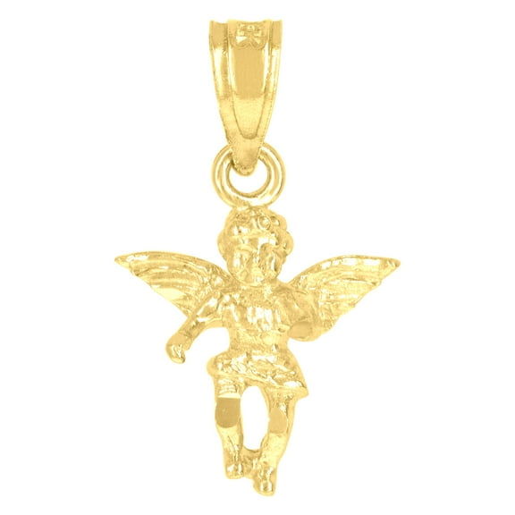 10kt Yellow Gold Diamond-Cut Womens Angel Religious Charm Pendant