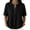 Black, variant on Womens Ruched Elbow Sleeve Shirts with Botton Summer Botton Up Casual Cotton V Neck Blouse Loose Fit Plain Trendy Vacation Tops