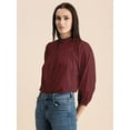 thumbnail image 5 of Moomaya Womens Solid Top, Mandarin Collar, Cotton Shirt Top, 5 of 8