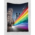 thumbnail image 1 of City Tapestry, Colorful Rainbow Style Blurred Trails in Los Angeles Modern Architecture, Wall Hanging for Bedroom Living Room Dorm Decor, 40W X 60L Inches, Multicolor, by Ambesonne, 1 of 2