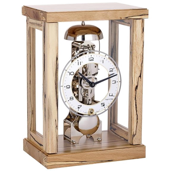 Hermle 23056T30791 7 x 5 x 10.5 in. Brayden Windup Table Clock with Arabic Dial, Iced Beech & Nickel