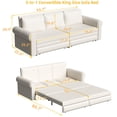 thumbnail image 5 of Luxurious 94" King Pull Out Sofa Bed, 3-in-1 Faux Leather Convertible Sleeper Sofa with Nailhead Trim & Deep Seat for Living Room, Apartment, White, 5 of 7