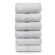 Eco Cotton Hand Towels - White - Dobby Border - Set of 6