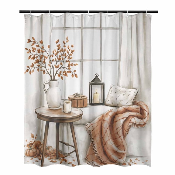 Minimalist Autumn Cozy Home Decor, Watercolor Art Shower Curtain Nature Bathroom, Neutral Colors Home Accents, Housewarming Gifts Toiletry