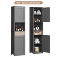 thumbnail image 7 of 2PCS Bathroom Storage Cabinets 64" Tall Narrow Wooden Cabinets Set of 2 with Doors Shelves Drawer Gray, 7 of 7