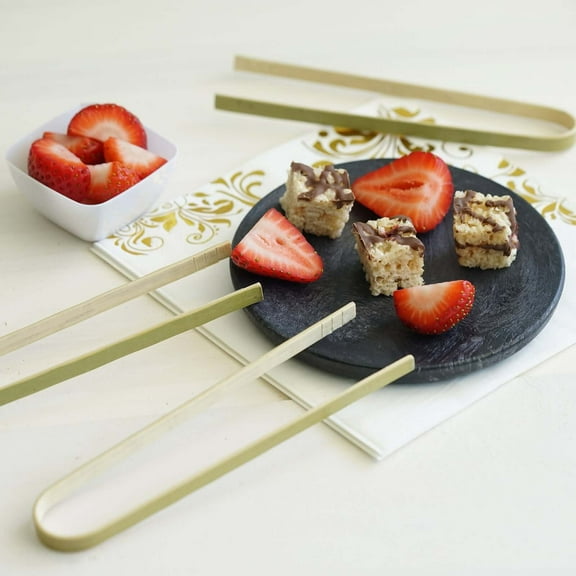 Efavormart 50 Pack 6" Natural Disposable Bamboo Wood Tongs For Wedding Parties Birthday Parties Table Accessories