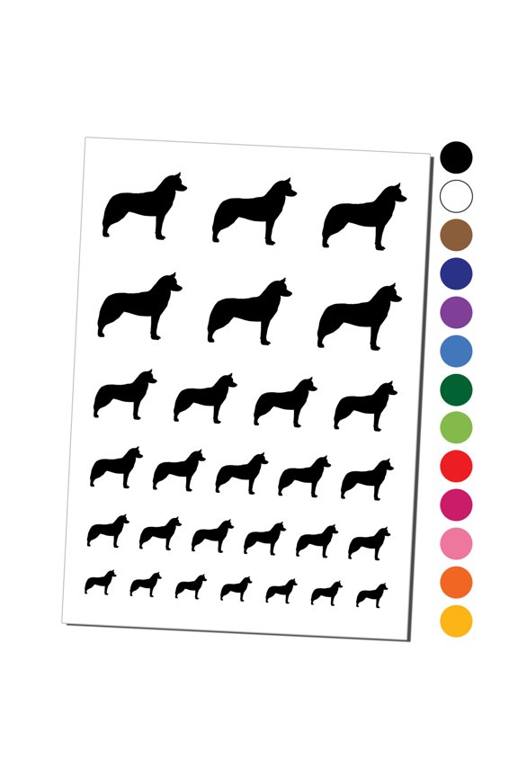 Siberian Husky Dog Solid Water Resistant Temporary Tattoo Set Fake Body Art Collection - Orange
