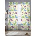 thumbnail image 2 of Dinosaur Sheer Curtains 2 Panels Set Cartoon Green Blue Purple Animal Small Mountain Farm Beige Sheer Window Curtains Light Filtering Rod Pocket Voile Drapes for Bedroom Living Room 52"X96", 2 of 9