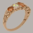 thumbnail image 3 of LBG British Made 18k Rose Gold Natural Citrine & Opal Womens Band Ring - 33 size options - Size 11.5, 3 of 6