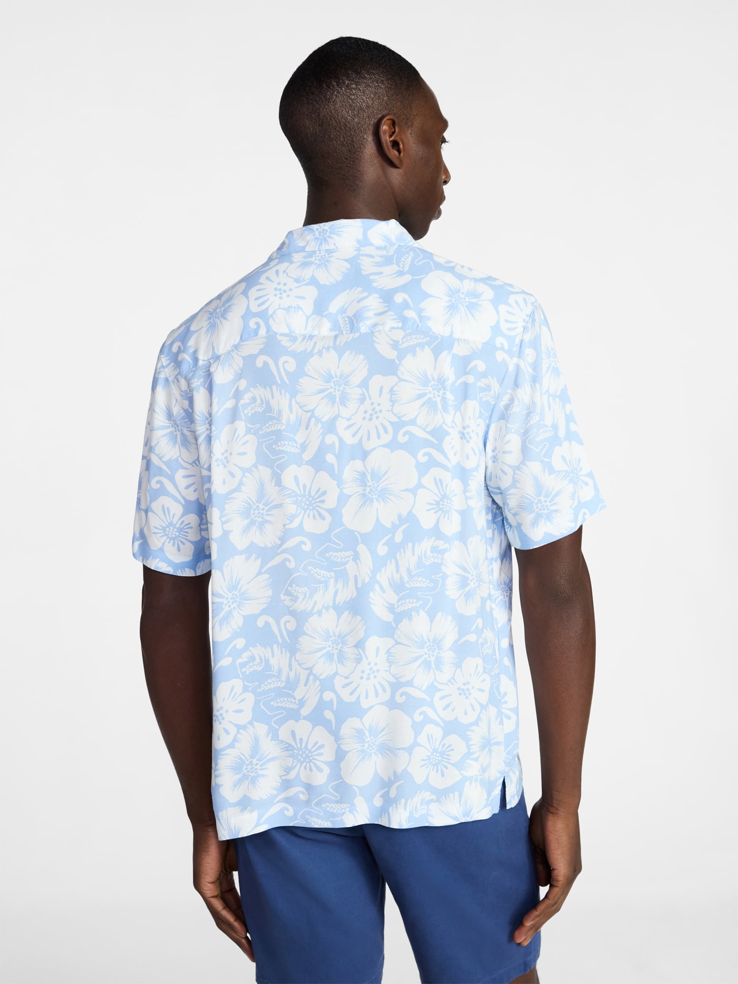 George Men's Relaxed Fit Printed Camp Shirt with Short Sleeves, Sizes S-3XLT
