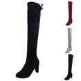 thumbnail image 7 of TIREOW Women's Over The Knee Suede Boots Sexy Pointed Toe Solid Color Thigh High Chunky High Heel Boot Pull On Stretchy Long Boots Zipper Lace Up Long Boots, 7 of 7