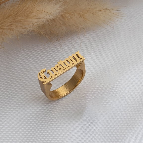 Customize Personalized Trendy Classic Retro Name Rings Couple 14K Yellow Gold Jewelry Ring Party Birthday. Gifts For Various Occ