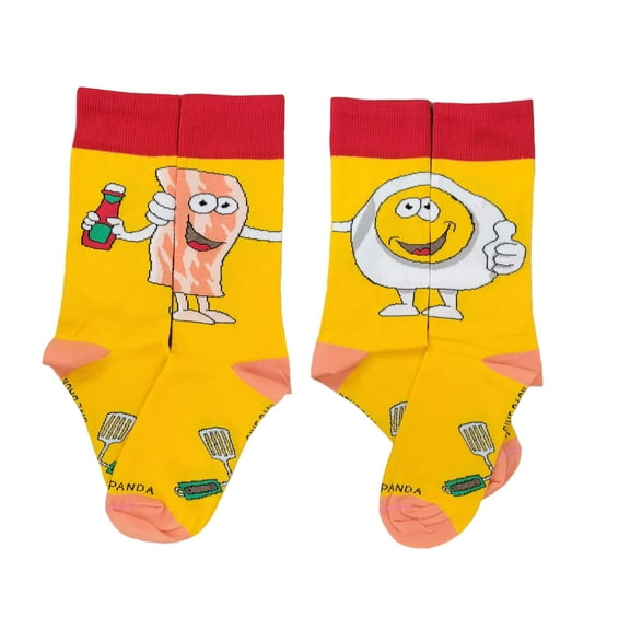 Bacon and Eggs - The Ultimate Partnership Sock (Left / Right) from the Sock Panda (Adult Small)
