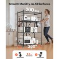 thumbnail image 3 of KFFKFF 4-Tier Foldable Storage Shelf with Wheels, 36-inch W x 21-inch D x 60-inch H Metal Rack Shelving Unit, Durable Organizer Shelf for Garage, Kitchen, Basement, Black, 3 of 9