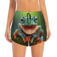 thumbnail image 2 of Susaid Tree Frog Print Women's High Waisted Running Shorts Quick Dry Athletic Gym Track Workout Shorts Zip Pocket-XX-Large, 2 of 7