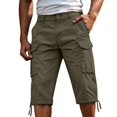 thumbnail image 2 of CONZONE Mens Baggy Cargo Shorts Straight Leg Workwear Shorts for Men Trendy Buttons Solid Soft Outdoor Hiking Shorts With Pockets, 2 of 5