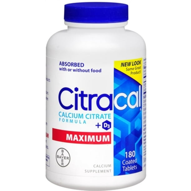 Citracal Calcium Citrate With Vitamin D Coated Caplets 180 Caplets Pack Of 3 Walmart Com Walmart Com