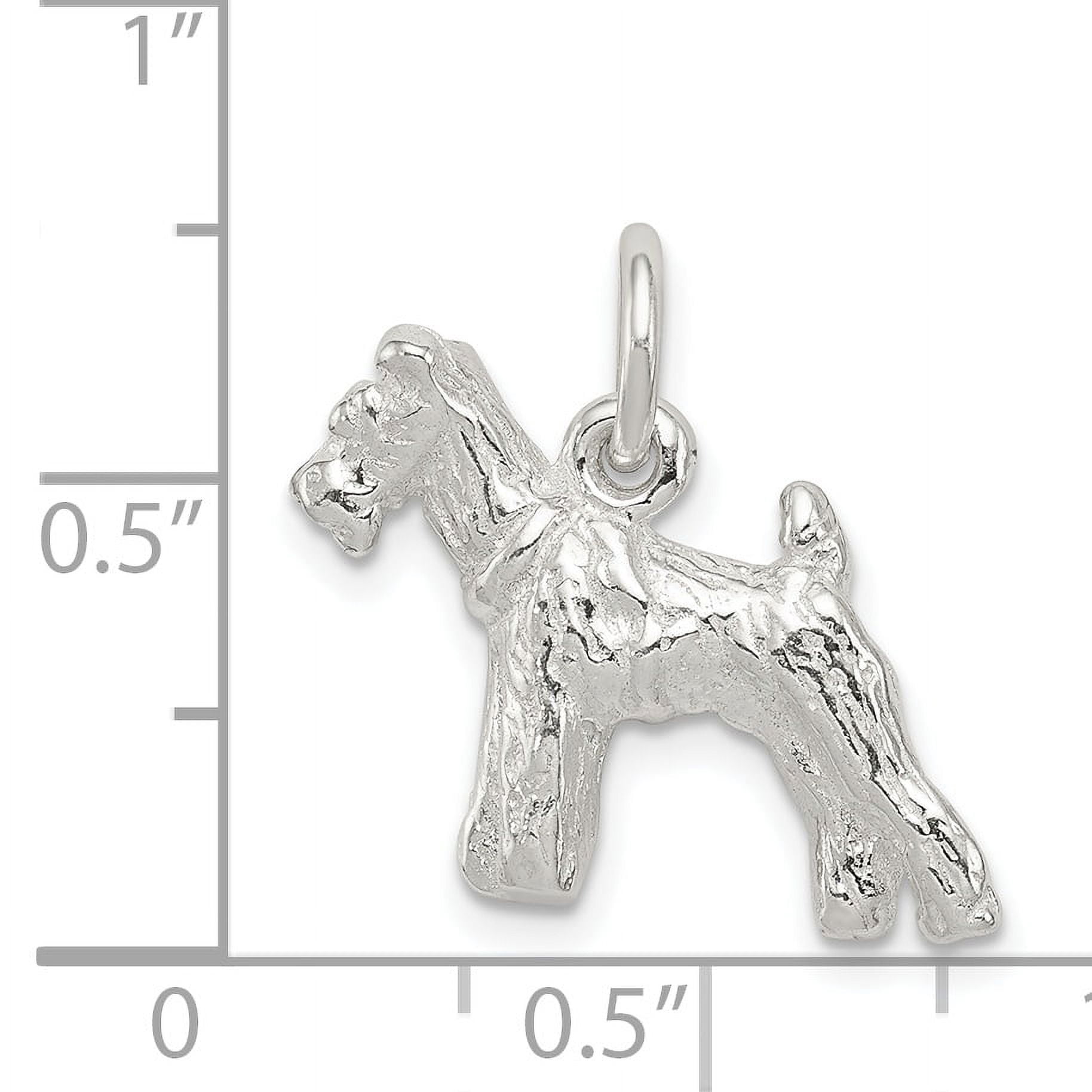 925 Sterling Silver Solid Polished Schnauzer Charm 16x19mm Wide Pendant Necklace for Women
