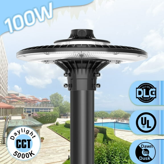 100W LED Post Top Light Dusk to Dawn Commercial Garden Street Pole Light Fixture