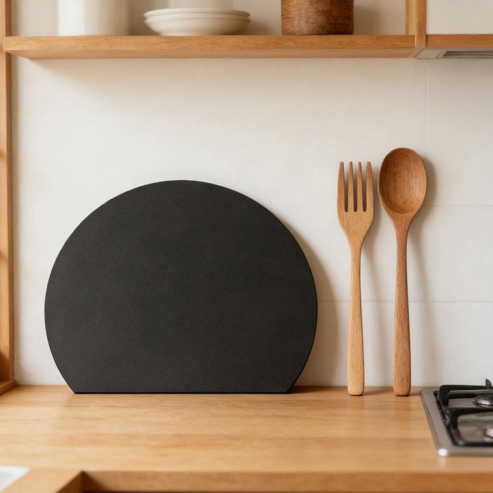 Dualoai Chopping Board Convenient Half Round Cutting Mat for Fruits Vegetables Meats Black S