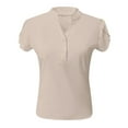 thumbnail image 4 of Siilsaa Women's Dressy Casual Tops Business Work Blouses White Button Down Shirts Cap Sleeve V Neck Tshirt Beige,L, 4 of 5