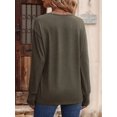 thumbnail image 3 of Long Sleeve Shirt for Women Fall Outfits Dressy Casual Fashion Clothing V Neck Tunic Tops with Button  Green XL, 3 of 6