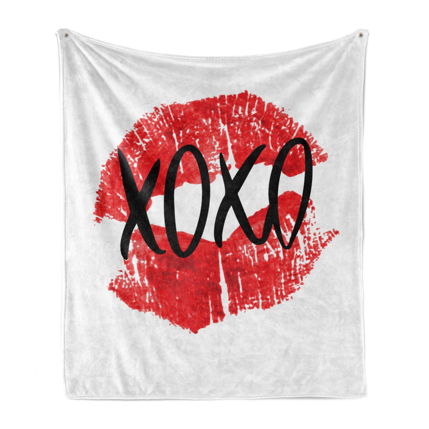 XOXO Soft Flannel Fleece Throw Blanket, Realistic Colored Lips Pattern