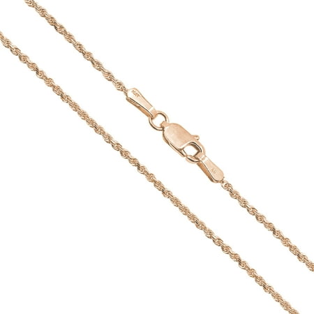 14K Solid Rose Gold 1mm Rope Chain Necklace 16" 18" 20" 22" 24"