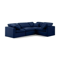 Meridian Furniture Indulge 123.5" Velvet L-Shaped Modular Sectional in Navy