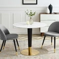 thumbnail image 2 of Dining Table, Round, Artificial Marble, Metal Steel, Gold White, Modern Contemporary Urban Design, Kitchen Room Cafe Bistro Restaurant Hospitality, 2 of 5