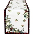 thumbnail image 3 of Christmas Aspen Red Black Plaid and Garland Bordered 70 inch Long Fabric Dining Table Runner, 3 of 8
