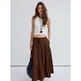thumbnail image 5 of Jaimenalin Women'S Boho Flowy Maxi Skirt Flared Ruffle Elastic Waist Summer A Line Spring Long Skirts Brown M, 5 of 8
