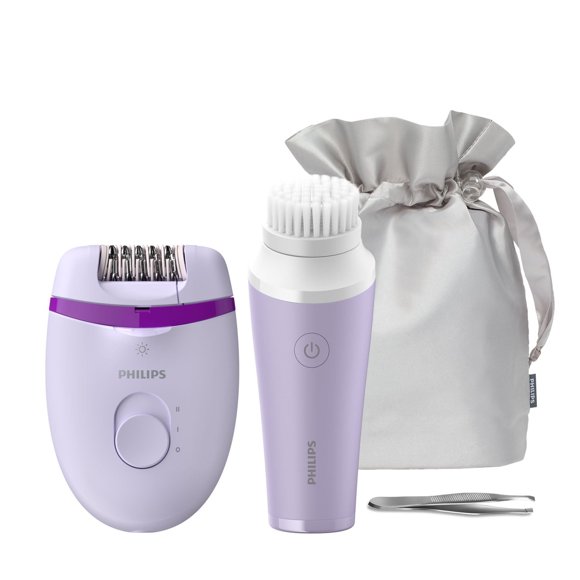 Corded compact epilator Satinelle Essential bundle with VisaPure facial cleanser, BRP533