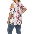 thumbnail image 3 of Camisa de mujer Blusa de manga corta con hombros descubiertos y estampado floral, blanco, 5XL Jumpingount AP002473-20, 3 of 5