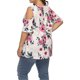 thumbnail image 3 of Camisa de mujer Blusa de manga corta con hombros descubiertos y estampado floral, blanco, 3XL seitruly  AP002473-18, 3 of 5