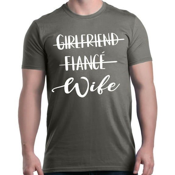 Shop4Ever Men's Girlfriend Fiance Wife Wedding Graphic T-shirt Medium Charcoal