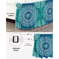 thumbnail image 3 of Teal Blue Boho Wrap Around Bed Skirts for Queen Bed 18" Drop,Bed Skirt with Adjustable Elastic Belt Dust Ruffle Bed Valance for Bedroom Hotel Retro White Rustic Flower Ethnic Pattern Bed Frame Cover, 3 of 7