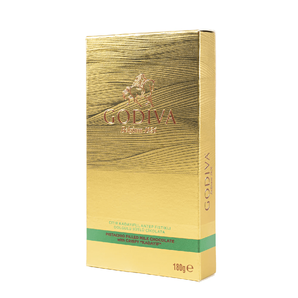 Godiva Dubai Chocolate 6.35 oz / 180 gr. Milk Chocolate Filled with Crunchy Kadayif and Pistachio, 180 gr