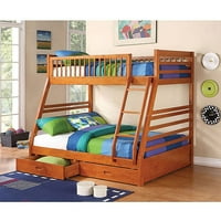 Coaster Ogletown Twin Over Full Wood Bunk Bed with Storage, Honey Oak