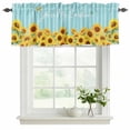 thumbnail image 2 of 2 Pack Valances for Windows, Sunflower Window Valances for Living Room/Bedroom/Bathroom, Yellow Summer Botanical Blue Striped Farmhouse Light Filtering Kitchen Curtain Valance 60"W x18" L, 2 of 9