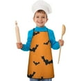 thumbnail image 2 of Orange Halloween Bats Kids Aprons for Girls and Boys,Adjustable Neck Strap Toddler Aprons for Kids Cooking Baking, 2 of 7