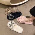 thumbnail image 2 of Casual Fluffy Slippers Women House Flats Fashion Winter Bowknot Love Designer Shoes Ladies Home Plush Platform Elegant Footwear (Black,36-37), 2 of 7