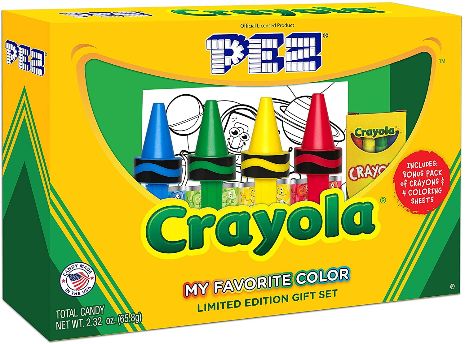 PEZ Dispenser Crayola LIMITED EDITION Gift Set Bonus Crayons & Coloring Sheets 