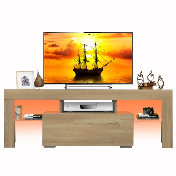 Media TV Console & TV Stand, Modern Entertainment Center with LED