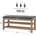 thumbnail image 2 of VKNOW 44.3” Wooden Entryway Bench, 2-Tier Upholstered Shoe Bench for Bedroom, Storage End of Bed Bench with Rubberwood Legs for Living Room, Hallway, Black, 2 of 13