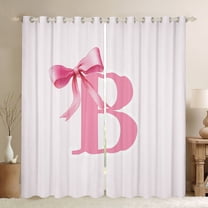 Manfei Bow Initial Letter B Blackout Curtains Set of 2 (52x84 Each),Kawaii Bowtie Ribbon Window Curtains,Girls Pink Bowknot Curtains and Drapes For Princess,Breathable Bedroom Decoration