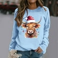 thumbnail image 2 of Chandail en Molleton Décontracté à Manches Longues pour Femmes, Imprimé Vache Western de Noël, 2 of 4