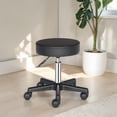 thumbnail image 2 of Hassch Swivel Stool, Black PU Leather Padded Round Rolling Seat with Wheels, Max 300lbs Load, 18.11"-24" Adjustable Seat Height, for Home Office, Salon, Barber Shop, 2 of 10